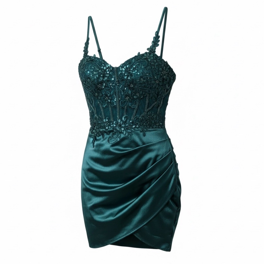 Faeriesty Emerald Green Lace Corset Mini Dress Size 6 NWT